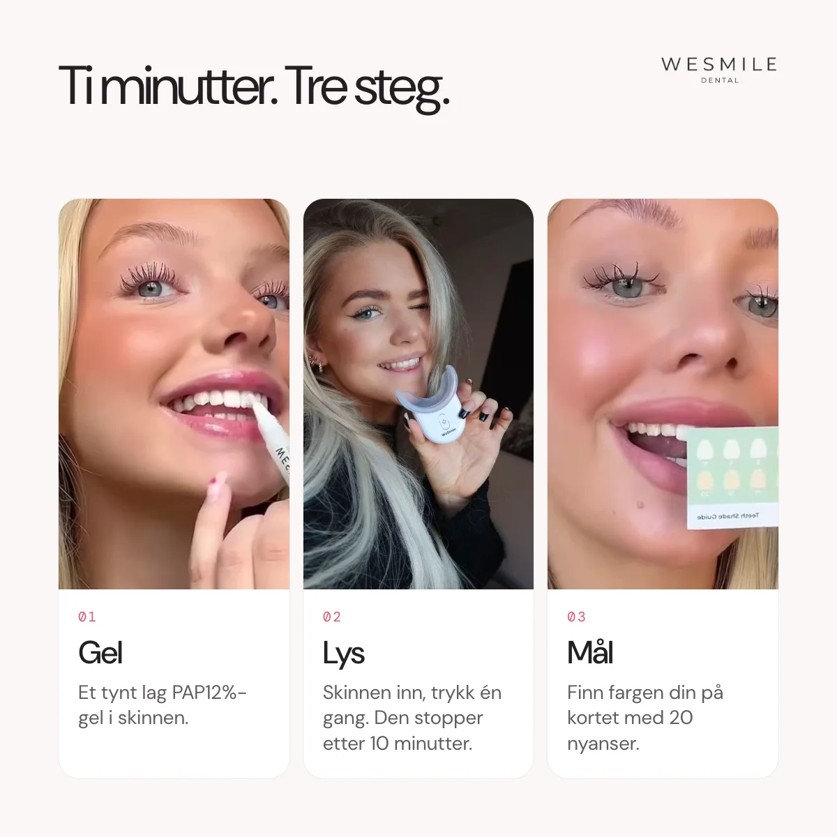 Ti minutter, tre steg: gel, lys, mål, vist av innholdsskapere